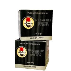 Lot Of 2 Bahawat Millionaire Full Bodied Beard Butter Leather & Wood